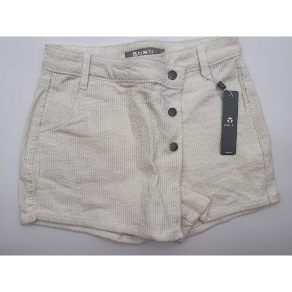 NWT Tractr Girl's Size 14 Corduroy Cream Off White Shorts Skort Buttons Zip New